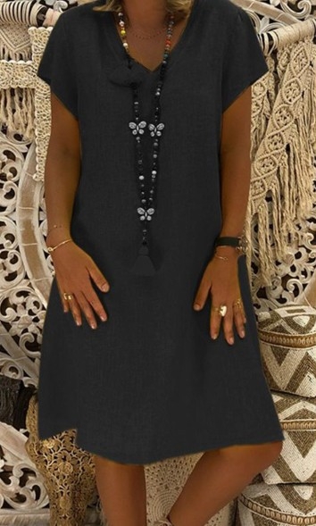 2019wish AliExpress Amazon explosions sukňa s krátkym rukávom jesenné letné šaty s výstrihom do V, 11 farieb, osem yardov