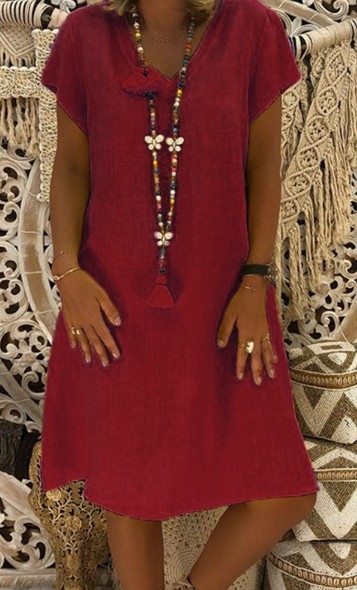 2019wish AliExpress Amazon explosions sukňa s krátkym rukávom jesenné letné šaty s výstrihom do V, 11 farieb, osem yardov