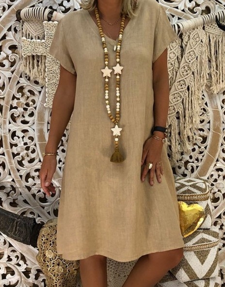 2019wish AliExpress Amazon explosions sukňa s krátkym rukávom jesenné letné šaty s výstrihom do V, 11 farieb, osem yardov