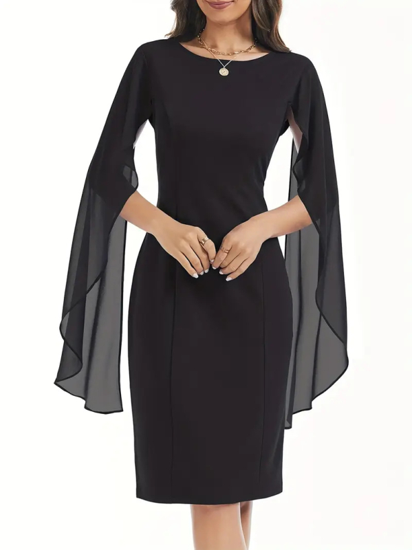 Europska i američka jednobojna mrežasta šivaća prorez ženska elegantna odjeća vjenčanica večernja haljina