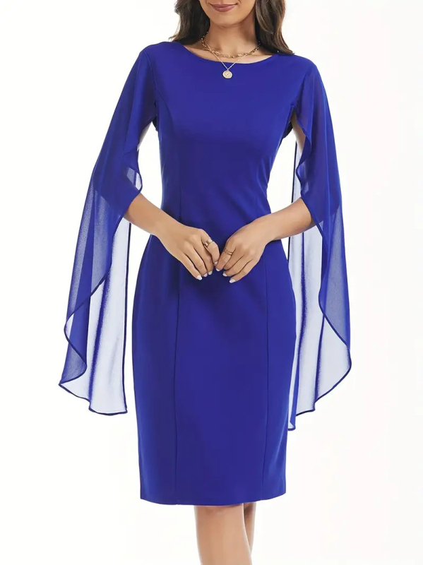 Europska i američka jednobojna mrežasta šivaća prorez ženska elegantna odjeća vjenčanica večernja haljina