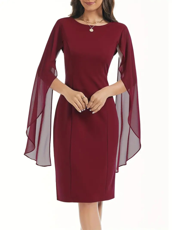 Europska i američka jednobojna mrežasta šivaća prorez ženska elegantna odjeća vjenčanica večernja haljina