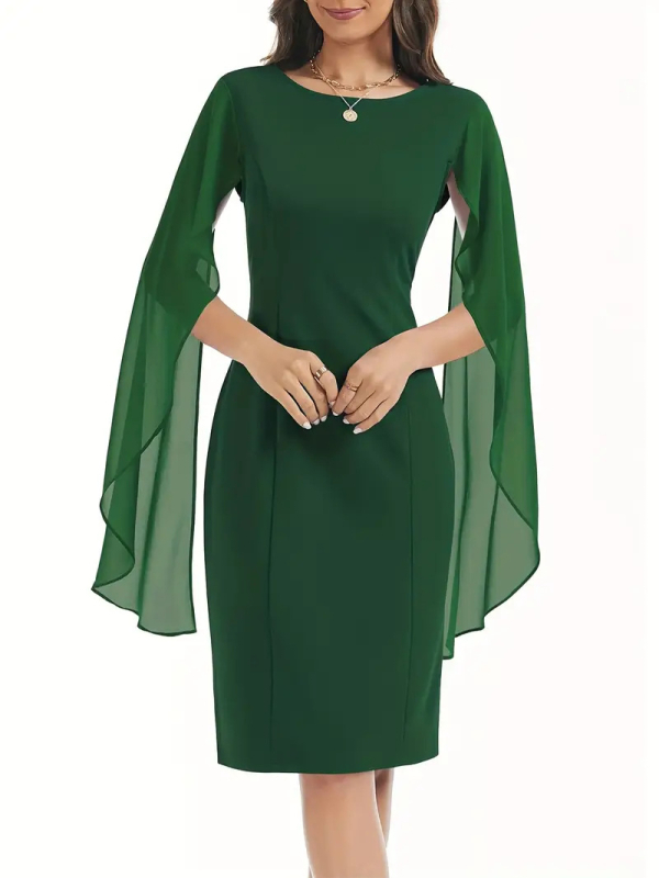 Europska i američka jednobojna mrežasta šivaća prorez ženska elegantna odjeća vjenčanica večernja haljina