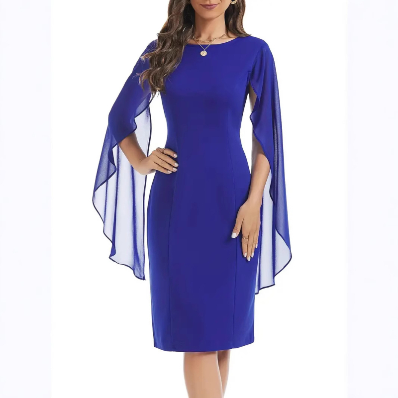 Europska i američka jednobojna mrežasta šivaća prorez ženska elegantna odjeća vjenčanica večernja haljina