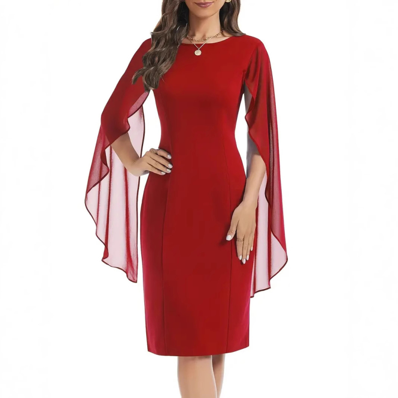 Europska i američka jednobojna mrežasta šivaća prorez ženska elegantna odjeća vjenčanica večernja haljina