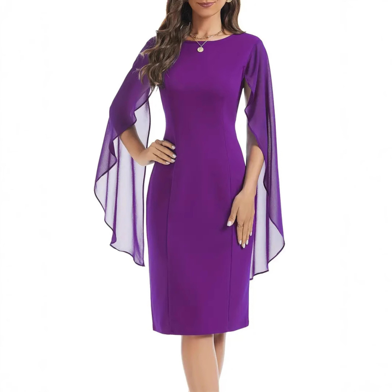 Europska i američka jednobojna mrežasta šivaća prorez ženska elegantna odjeća vjenčanica večernja haljina