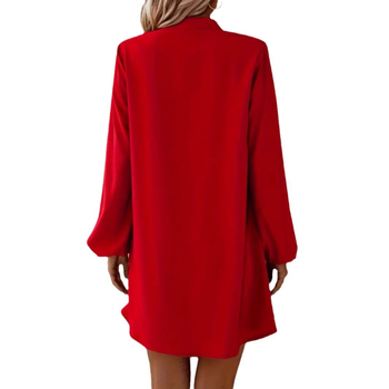 Elegantna i moderna košulja-haljina s dugim rukavima i V-izrezom za europski i američki prekogranični izvoz s Aliexpressa, model Temu, neovisna stanica