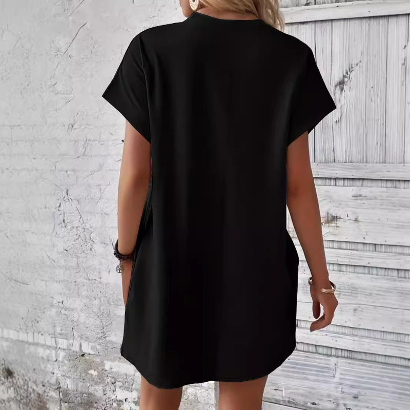 2024 Europa i Sjedinjene Države prekogranična vanjska trgovina ženska odjeća Amazon proljeće i ljeto nova jednobojna okrugla izrez labava haljina kratkih rukava s džepovima