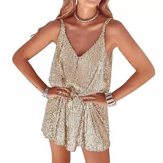 Fustă sexy Spice Girl pentru femei Amazon, cu decolteu în V, pentru club de noapte, Pure Desire, fustă lejeră, europeană și americană, cu paiete