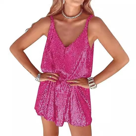 Fustă sexy Spice Girl pentru femei Amazon, cu decolteu în V, pentru club de noapte, Pure Desire, fustă lejeră, europeană și americană, cu paiete