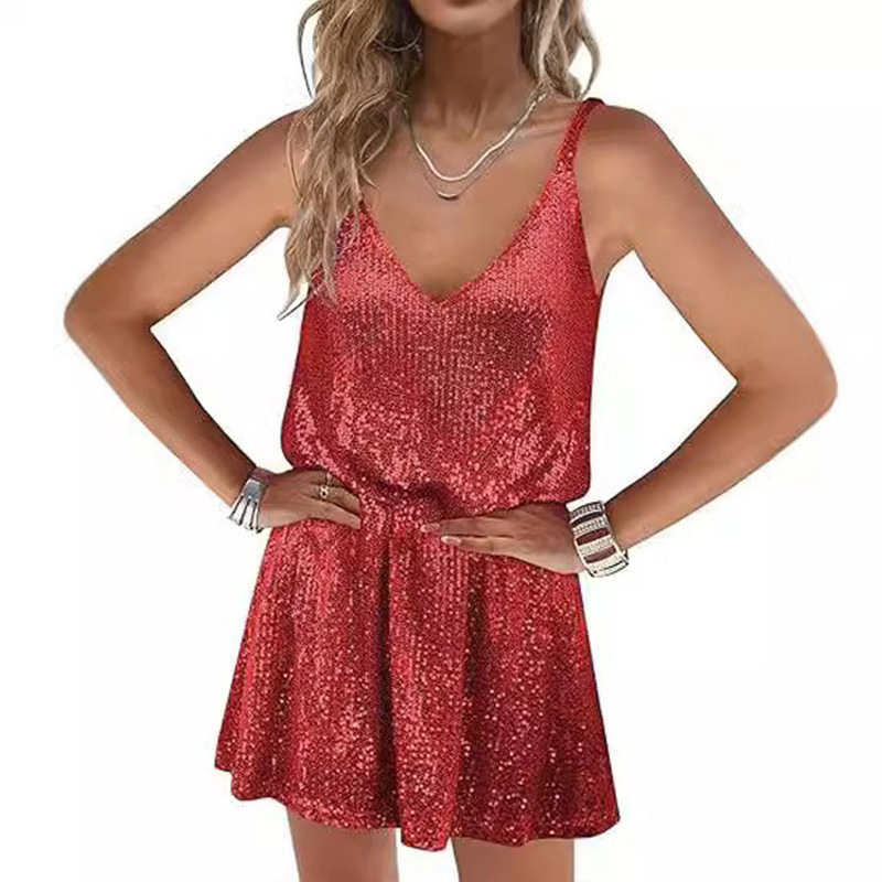 Fustă sexy Spice Girl pentru femei Amazon, cu decolteu în V, pentru club de noapte, Pure Desire, fustă lejeră, europeană și americană, cu paiete