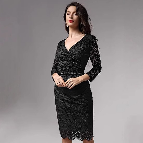 Nova haljina za vanjsku trgovinu, europska i američka, eBay, duboki V, seksi tanka haljina, Amazon, želja, čipkasta večernja haljina, duga haljina