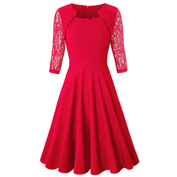 Rochie de primăvară nouă 2023, cu guler pătrat, stil retro din dantelă florală, Aliexpress, Amazon, Dropshipping