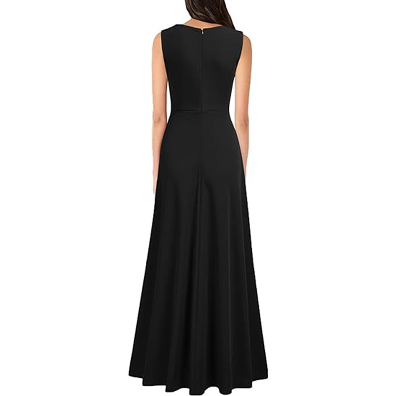 Europska i američka večernja haljina Aliexpress Nova ljetna 2025. duga šifonska večernja haljina bez rukava s V-izrezom i prorezom