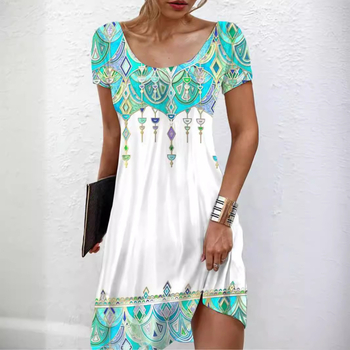 Geometric simplu imprimat elegant navetist 2024 vară nouă europeană și americană modă vrac subțire subțire