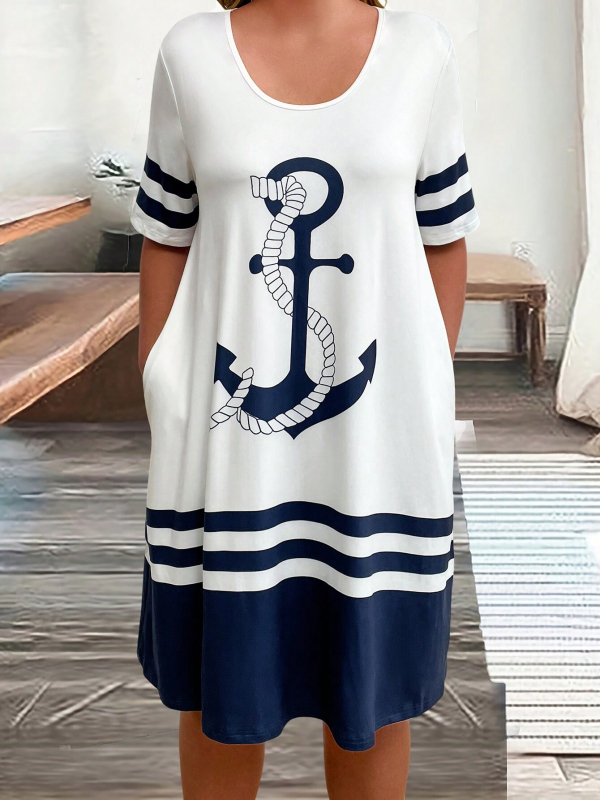 Geometric simplu imprimat elegant navetist 2024 vară nouă europeană și americană modă vrac subțire subțire