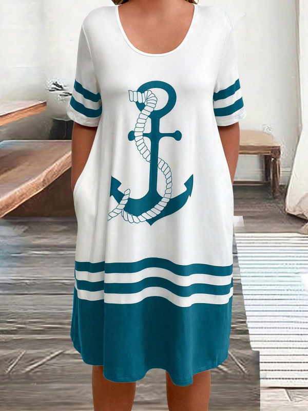 Geometric simplu imprimat elegant navetist 2024 vară nouă europeană și americană modă vrac subțire subțire