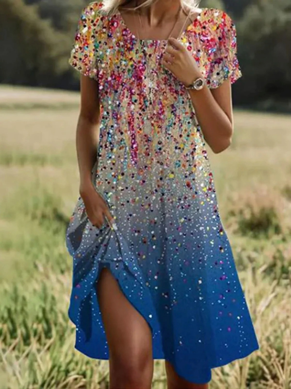 Geometric simplu imprimat elegant navetist 2024 vară nouă europeană și americană modă vrac subțire subțire