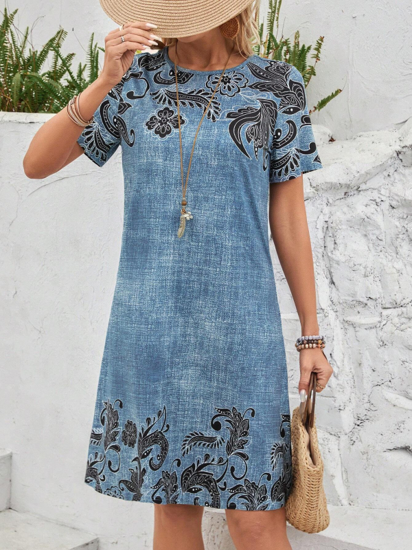 Geometric simplu imprimat elegant navetist 2024 vară nouă europeană și americană modă vrac subțire subțire