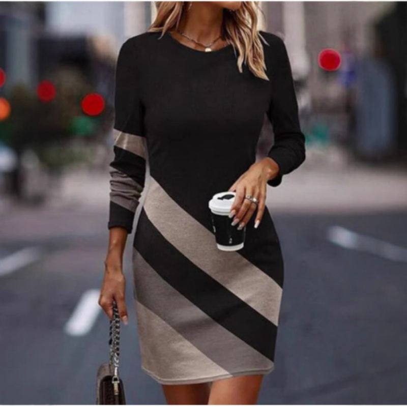 Ženska nova ljetna visoka haljina s printom snjegovića u obliku slova A, okruglim izrezom i uskom suknjom iz 2024., WQ29