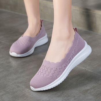 36-42 Letné priedušné topánky pre matky, topánky pre stredný a starší vek, ležérne lietajúce sieťované topánky s mäkkou podrážkou, ľahké, veľké veľkosti, dámske topánky