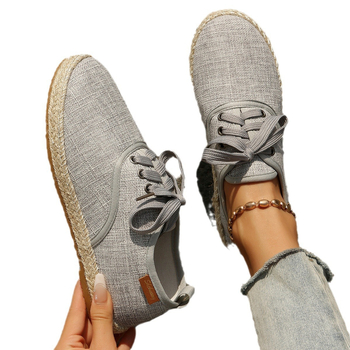 Pantofi de pânză transfrontalieri pentru femei 2024 pantofi noi leneși cu o singură pedală comerț exterior pantofi casual pentru femei de mărime plus en-gros