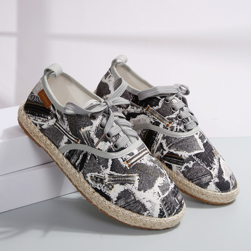 Pantofi de pânză transfrontalieri pentru femei 2024 pantofi noi leneși cu o singură pedală comerț exterior pantofi casual pentru femei de mărime plus en-gros