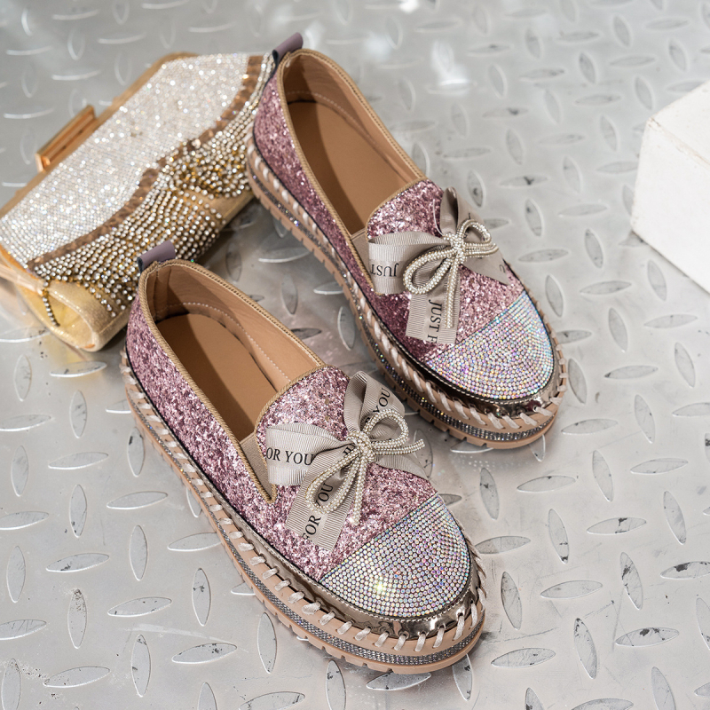 Modne ženske ležerne cipele za ljeto 2025., nove plitke natikače s dijamantima u korejskom stilu