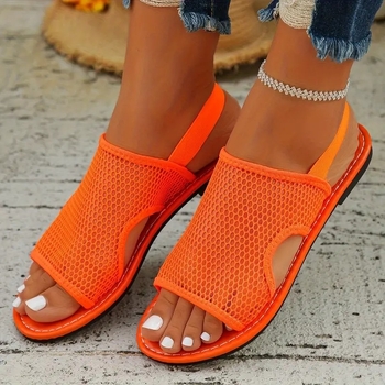 Ευρωπαϊκά και αμερικανικά μονόχρωμα σανδάλια mesh plus size γυναικεία 2024 νέα καλοκαιρινά αναπνεύσιμα σανδάλια mesh χονδρικής