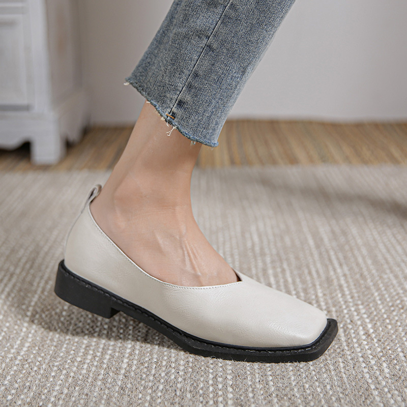 Pantofi cu toc înalt, stil nou, stil francez, retro, din piele, mocasini, pantofi cu toc jos, mărime plus, pantofi pentru femei, pantofi cu lapte