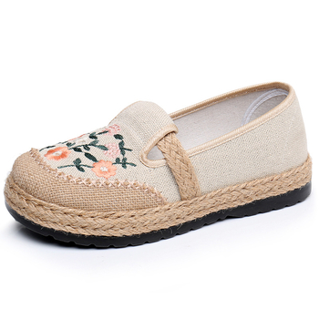 Seni Pekino medžiaginiai batai moterims, vasariniai, plokšti, siuvinėti batai, laisvalaikio, vidutinio ir pagyvenusio amžiaus, vieno sluoksnio batai, kvėpuojantys, minkšti padai, patogūs motiniški batai