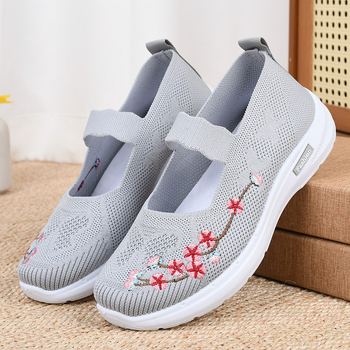 Nauji pavasario ir rudens užsienio prekybos vidaus pardavimai, skraidantys austi siuvinėti tinklelio elastine juosta, sportiniai minkšti, kvėpuojantys, madingi, neslystantys batai.