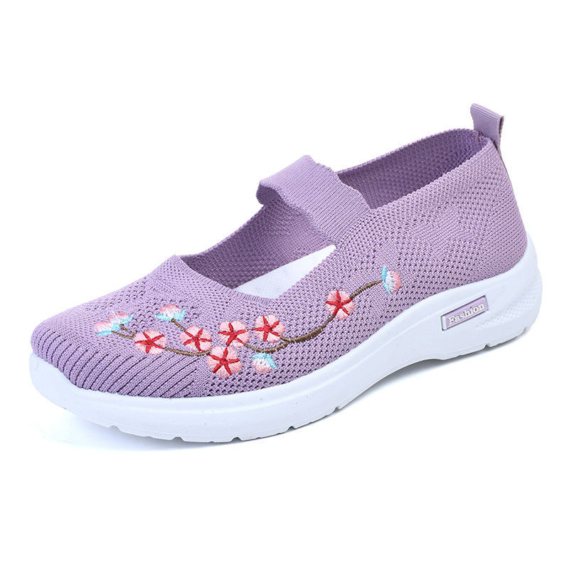 Nauji pavasario ir rudens užsienio prekybos vidaus pardavimai, skraidantys austi siuvinėti tinklelio elastine juosta, sportiniai minkšti, kvėpuojantys, madingi, neslystantys batai.