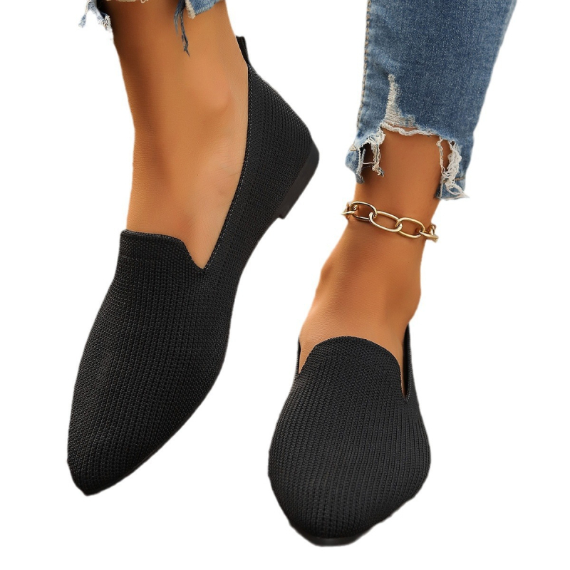 Stil european și american, casual și confortabil, vara 2024, nou, comerț exterior, mărime mare, pantofi cu vârf plat și vârf ascuțit, tricotați cu mușchi
