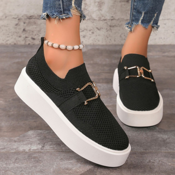 Europos ir Amerikos užsienio prekybos storapadis, austi, kvėpuojantys, žemo viršutinio, vieno sluoksnio moteriški bateliai su grandinėle, dekoratyviniai klešnės mokasinai