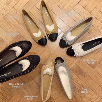 Pantofi de balet cu vârf rotund, stil francez, cu gura mică, romboid, din piele de oaie, pentru femei, stil clasic Chanel, cu arc, pantofi de balet plat, stil francez, pantofi de damă