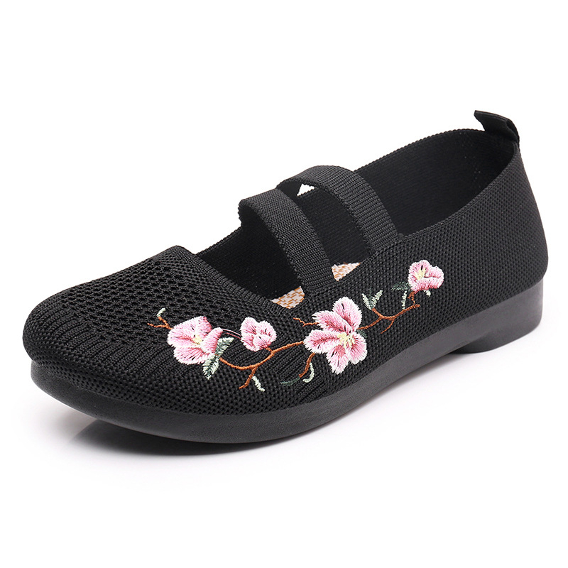 2024. aasta kevad- ja suveuue stiili vanad Pekingi riidest kingad naistele, madala suuga tikitud emakingad, hingavad libisemiskindlad pehme tallaga kingad naistele