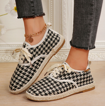 Apaļpurnu plakanie apavi, ērti plakanie apavi sievietēm 2025. gada rudenī, jauni, mīkstas zoles, mežģīņu ikdienas apavi, eksporta liela izmēra audekla apavi