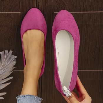 Pantofi de damă 2025 Primăvara și vara noi Pantofi de damă cu vârful ascuțit, pantofi cu căciuli superficiale, piele întoarsă, mărime mare, pantofi de damă, etichetare pentru export