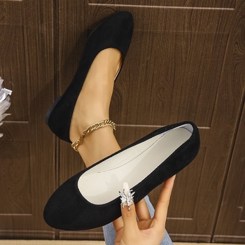 Pantofi de damă 2025 Primăvara și vara noi Pantofi de damă cu vârful ascuțit, pantofi cu căciuli superficiale, piele întoarsă, mărime mare, pantofi de damă, etichetare pentru export