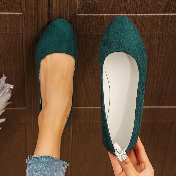 Pantofi de damă 2025 Primăvara și vara noi Pantofi de damă cu vârful ascuțit, pantofi cu căciuli superficiale, piele întoarsă, mărime mare, pantofi de damă, etichetare pentru export