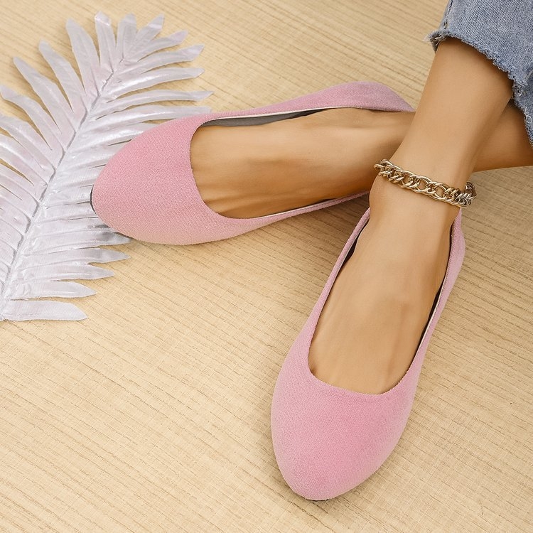 Pantofi de damă 2025 Primăvara și vara noi Pantofi de damă cu vârful ascuțit, pantofi cu căciuli superficiale, piele întoarsă, mărime mare, pantofi de damă, etichetare pentru export