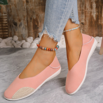 Ležerne cipele s grahom iz inozemne trgovine 2024., nove europske i američke cipele s ravnom petom, okruglim vrhom, s jednom pedalom, mekim dnom, prozračne, lijene cipele za žene