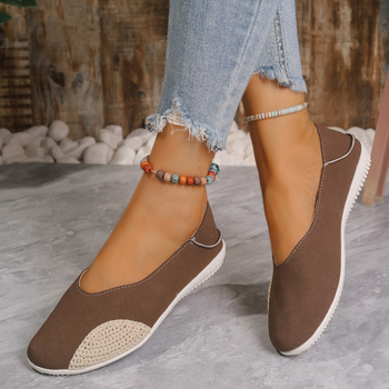 Ležerne cipele s grahom iz inozemne trgovine 2024., nove europske i američke cipele s ravnom petom, okruglim vrhom, s jednom pedalom, mekim dnom, prozračne, lijene cipele za žene