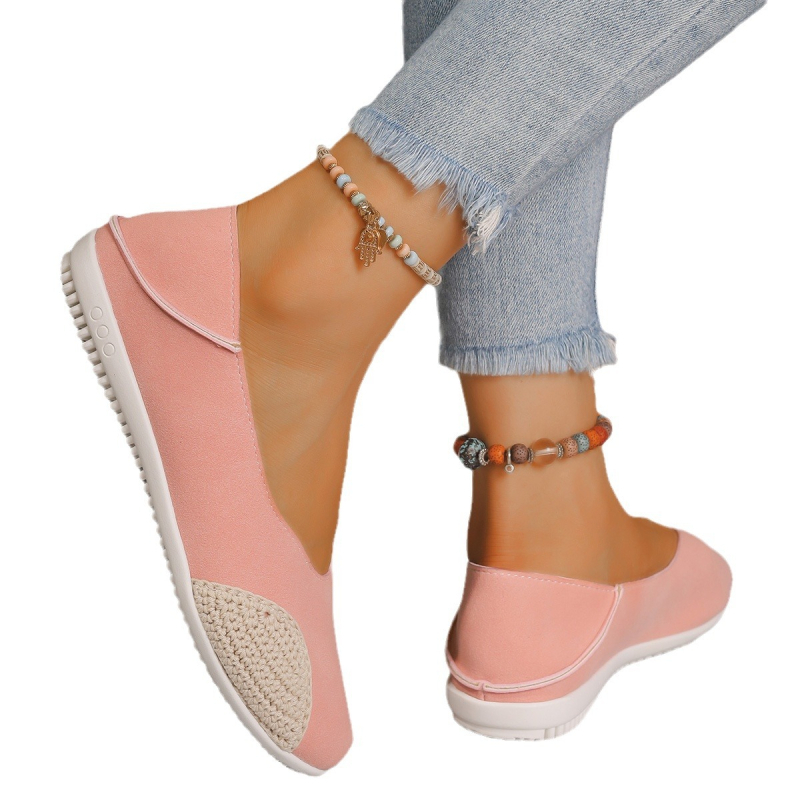 Ležerne cipele s grahom iz inozemne trgovine 2024., nove europske i američke cipele s ravnom petom, okruglim vrhom, s jednom pedalom, mekim dnom, prozračne, lijene cipele za žene