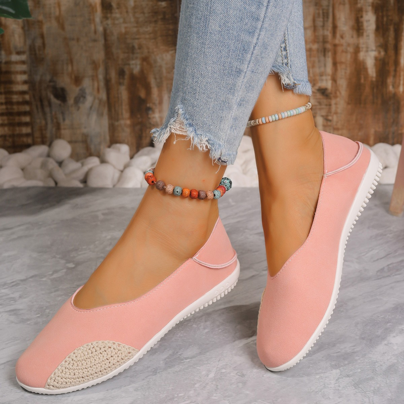 Ležerne cipele s grahom iz inozemne trgovine 2024., nove europske i američke cipele s ravnom petom, okruglim vrhom, s jednom pedalom, mekim dnom, prozračne, lijene cipele za žene