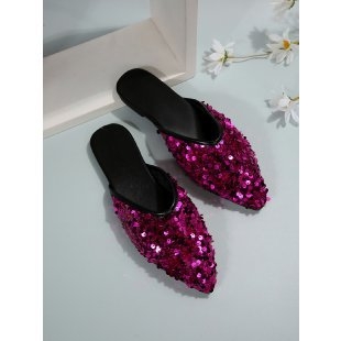 Sandale Baotou cu paiete, vara 2024, noi, Cyber Celebrant, îmbrăcăminte exterioară colorată, pentru femei, comerț exterior transfrontalier, papuci la modă, plati