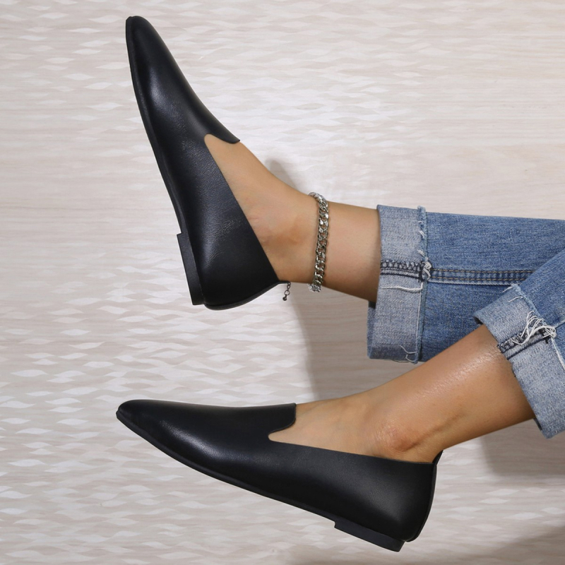 Kožne ravne cipele za žene, profesionalne cipele s plitkim ustima, plus size, za vanjsku trgovinu, špicaste ženske ležerne cipele s mekim potplatom, navlake za cipele