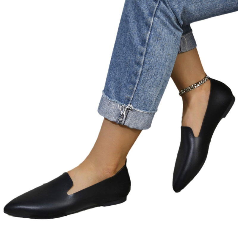 Kožne ravne cipele za žene, profesionalne cipele s plitkim ustima, plus size, za vanjsku trgovinu, špicaste ženske ležerne cipele s mekim potplatom, navlake za cipele