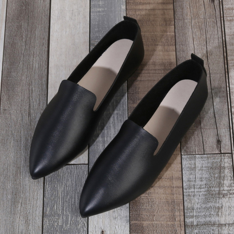 Kožne ravne cipele za žene, profesionalne cipele s plitkim ustima, plus size, za vanjsku trgovinu, špicaste ženske ležerne cipele s mekim potplatom, navlake za cipele
